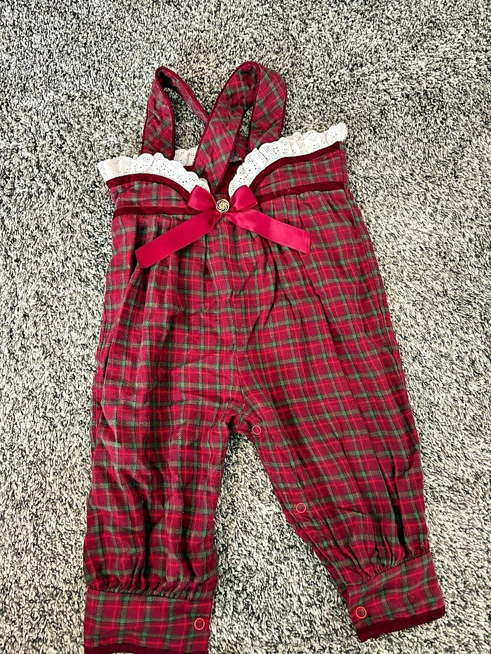 Vintage Plaid Romper in Red & Green Baby 18 Months